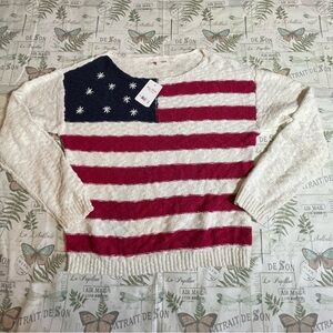 Lucky Brand Stars and Stripes Sweater USA FLAG MEDIUM‎